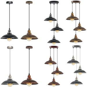 Lámpara de techo suspendida industrial vintage de latón ámbar pantalla cocina - Imagen 1 de 67