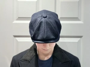 Melton Wool Newsboy Cap - Black - Picture 1 of 4
