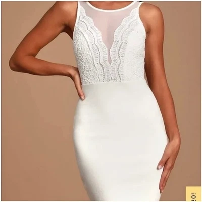 Mini Vestido Lulus Blanco Coquina Blanco Encaje Bodycon XS Hecho en EE. UU. Foto 1 de 4