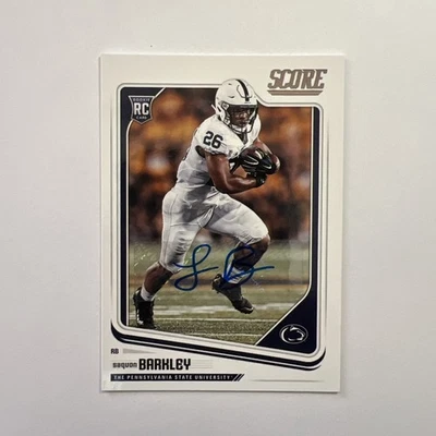 2018 Score Draft Saquon Barkley 新秀签名 #359 宾夕法尼亚州立大学老鹰队 NCAA MVP? NFL — 第 1/3 张图片