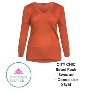 CITY CHIC Jumper Rebel Rock Sweater - cocoa size XS - Picture 1 of 3