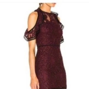 NWOT Alexis burgundy and black lace jumpsuit off shoulder holiday size X small - Picture 1 of 13