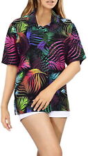 HAPPY BAY Button Down Shirt for Women Casual Summer XL Neon Leaves, Black