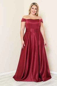 Off Shoulder Taffeta Slit Formal Bridesmaid Long Maxi Dress Plus 1X 2X 3X 2600Q - Bild 1 von 4