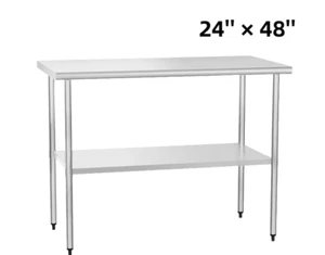 Stainless Steel Work & Prep Table 24'' × 48'' Restaurant Kitchen Work Table New - Picture 1 of 8