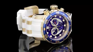NUOVO Orologio Invicta Uomo 48mm PRO DIVER SCUBA Cronografo Tono Oro SS Quadrante Blu - Foto 1 di 3
