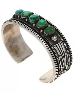 Sonoran Gold Turquoise 5-Stone Row Bracelet - Picture 1 of 6