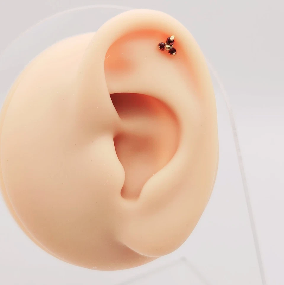 Red Trinity CZ PVD Coated Titanium Top Internal Thread Labret - Image 1 of 4