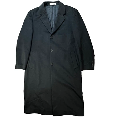 John W. Nordstrom Overcoat Men's 44L Black Wool Cashmere Blend Rayon Lined - Image 1 of 4