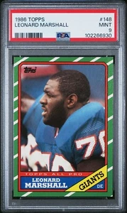 1986 TOPPS #148 LEONARD MARSHALL PSA 9 MINT ROOKIE RC ONLY 19 HIGHER NY GIANTS - Picture 1 of 2