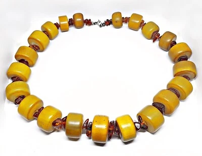 VINTAGE AUTHENTIC VERY LARGE BALTIC AMBER BEADS 225 GR NECKLACE - Image 1 of 4