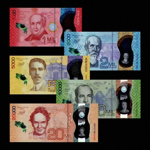 SET 2020/2021 COSTA RICA 1000 2000 5000 10000 20000 COLONE POLYMER P-280-284 UNC - Picture 1 of 7