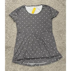 Size Medium- Maternity Tops Short Sleeve Round Neck Front Pleat Peplum Tunic Top - Picture 1 of 5