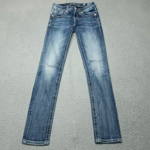 Miss Me Jeans 14 Girls Skinny Mid Rise Designer Pockets Rhinestone KE8001S - Picture 1 of 13
