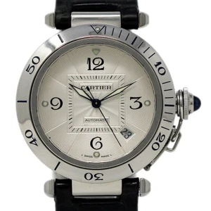 Cartier Pasha Automatic 2379 38mm Stainless Steel Leather Silver 2YEARWARNTY#334 - Picture 1 of 5