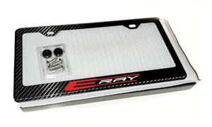 Red/ White E-Ray License Plate Frame 100% Carbon Fiber w/ Screws and Caps - Picture 1 of 1