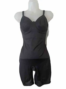 Vintage Nip Tuck Boost Shaper Slip 36D schwarz Nylon Strampler Body Shapewear - Bild 1 von 6