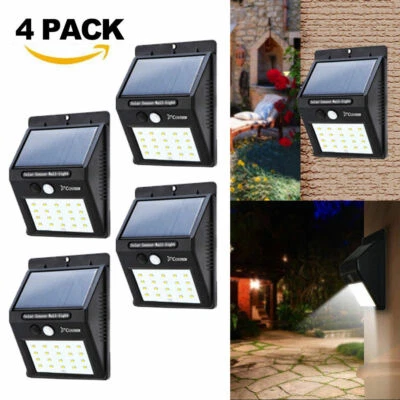 4x 20 LED Solar Power Wall Light Waterproof Outdoor PIR Motion Sensor Path Lamp - Image 1 of 4