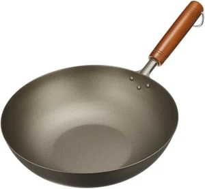 Hasemoto Pure Titanium 26cm Wok Wood handle Frying pan Made In Japan for Gas - Picture 1 of 6