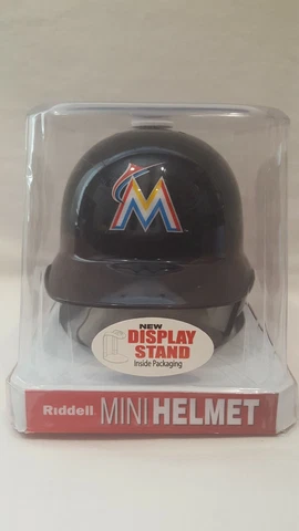 MLB MIAMI MARLINS RIDDELL MINI BASEBALL HELMET W/DISPLAY STAND NOS 2010 Cover