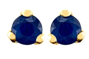 Boucles oreilles Puce Saphir 3 mm 3 Griffes Or Massif 18K Dolly-Bijoux - Picture 1 of 8