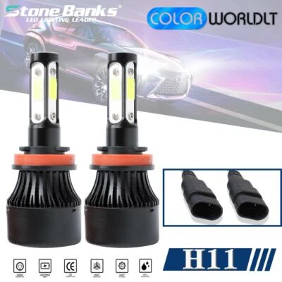 Kits de bombillas LED H11 de 4 lados H8 H9 120W 32000LM potencia 6000K blanco NEGRO Foto 1 de 4