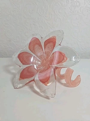 Vintage Art Murano Style Curly Stem Glass Flower Large Hand Blown  - Image 1 of 4