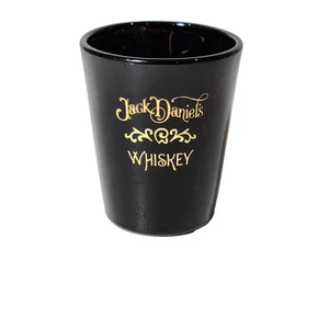 Shot Glass Jack Daniel's Whiskey Souvenir scritta oro nero 1,5 oz 2-1/4 in - Foto 1 di 8
