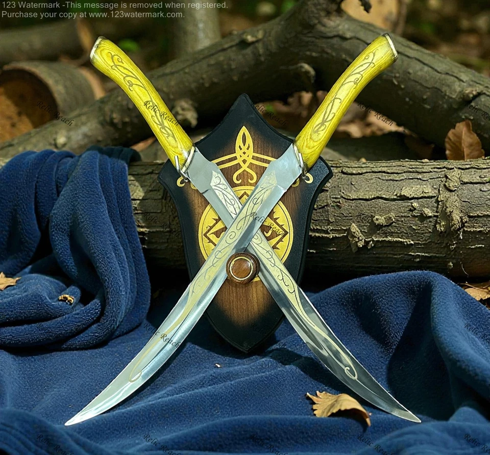 Espada Doble Elfo Con Placa De Exhibición, Legolas Cosplay LOTR Decoración Fantasía Corta Foto 1 de 3
