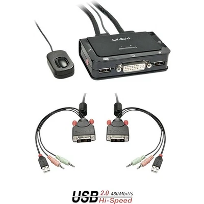LINDY LINDY DVI KVM Switch 2 Port USB Audio 2 Port KVM-Umschalter - Bild 1 von 4