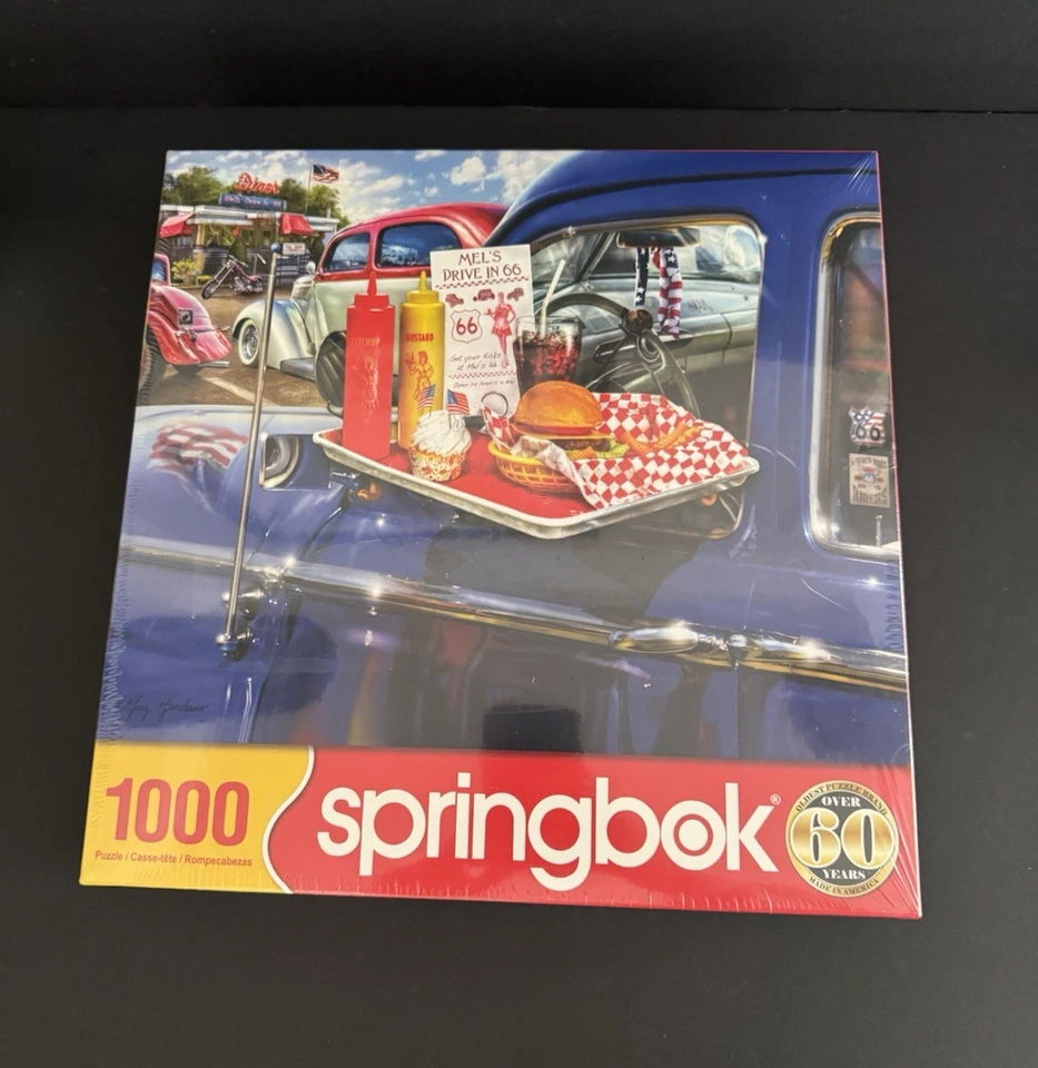 Springbok 33-11163 Jigsaw Puzzle Mel's Drive in 1000 Piece - Made in USA - Uniq