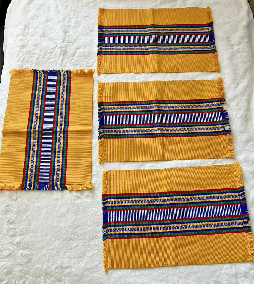 Vintage Eastern Spoon Village Philippines Handwoven Placemats Set of 4 Yellow - Image 1 of 4