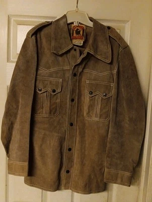 Chaqueta De Colección El Toro Bravo Cuero Genuino Tostado Cuero de Vaca Dividido Hombres Talla 38  Foto 1 de 4