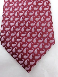 IKE BEHAR NEW YORK 🔥  PINK PAISLEY PRINT== 3  3/8" WIDE / SILK NECK TIE - Picture 1 of 5