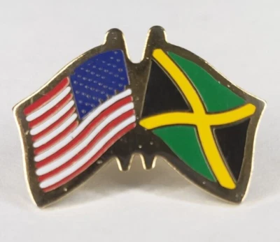 Ямайка / США двойной флаг дружбы лацкан / шляпа заколка новый - Изображение 1 из 3