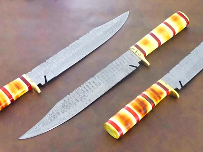 Handmade Unique Ladder Petron Damascus 15"Bowie Knife Best For Hunting & Camping - Image 1 of 4