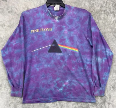 VTG Pink Floyd Long Sleeve T-shirt Large Purple Tie Dye Dark Side of the Moon - Image 1 of 4