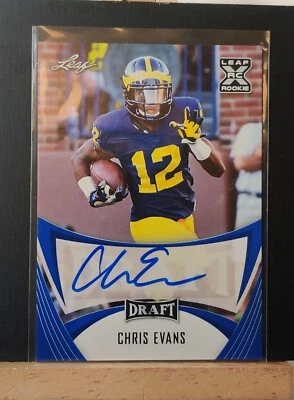 2021 LEAF SIGNATURE FOOTBALL - CHRIS EVANS XRC BLUE AUTOGRAPH #BA-CE1 - Image 1 of 4