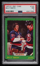 1973-74 O-Pee-Chee Light Back Billy Smith #142 PSA 7 Rookie RC HOF