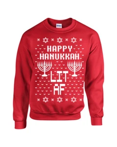 Happy Chanukkah Lit AS F$$K Unisex Crew Sweatshirt 1723 - Bild 1 von 9