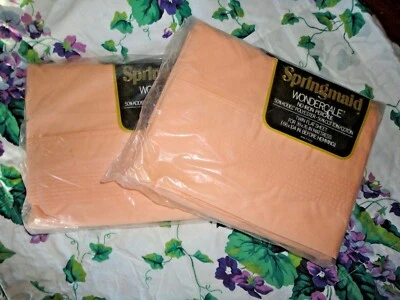 SPRINGMAID WONDERCALE PLEATED TEA ROSE PEIGNOIR PASTELS (2) TWIN FLAT SHEETS   - Image 1 of 4