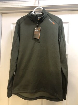 TIMBERLAND PRO Fleece Pullover 1/4 Zip Grape Leaf Green Thumbhole Men Small NEW - Image 1 of 4