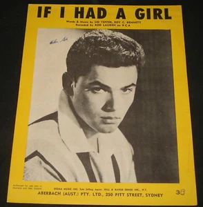 ROD LAUREN AUSSIE SHEET MUSIC - IF I HAD A GIRL - 1950s TEEN POP - Picture 1 of 1