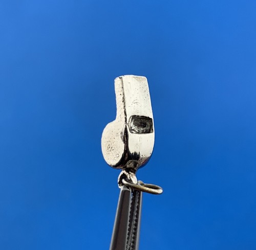 Vintage Silver Tone Whistle Coach Cheerleader Band Leader Bracelet Charm