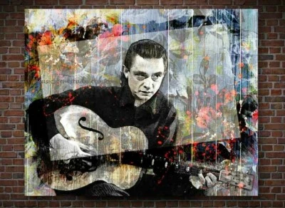 Johnny Cash Art, Country Music Art, Johnny Cash Canvas Wall Art, Country Theme - Image 1 of 4