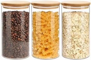 Airtight Glass Storage Canister With Wood Lid40 Fl.oz Clear Food Storage Conta - Picture 1 of 6