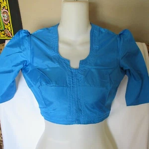 NEW TURQUOISE Phenomenal Choli AMAZING BLOUSE For SARI Skirt Lenga 30" Bust TOP - Picture 1 of 2
