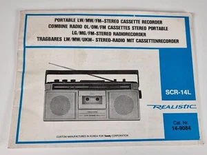Realistic SCR-14L Stereo Cassette Recorder User Manual FREE P&P - Picture 1 of 4