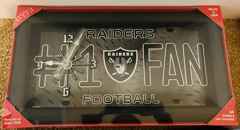 NFL Oakland Raiders #1 Fan License Plate Shaped Wall Clock Cover