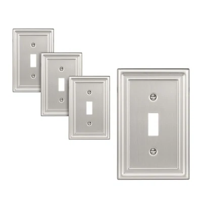 DEWENWILS 4Pack Wall Plates, Brushed Nickel Light Switch Cover Metal Face Plate - Image 1 of 4